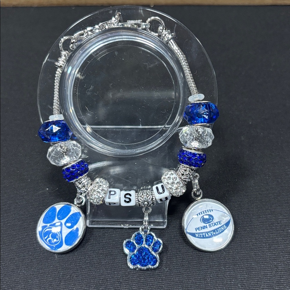 Penn State Charm Bracelet with Blue and Silver Accents